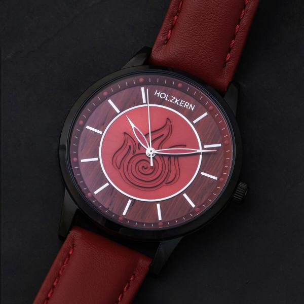 HOLZKERN | Avatar Fire Nation Damen Armbanduhr (Padoukholz/ Rot)